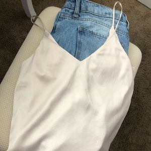 LuLu’s silk beige spaghetti strap blouse